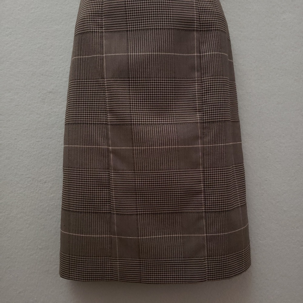 H&M 6 Sheath Dress Brown Glen Plaid Boat Neck Sleeveless Retro Academia Preppy - Picture 11 of 16